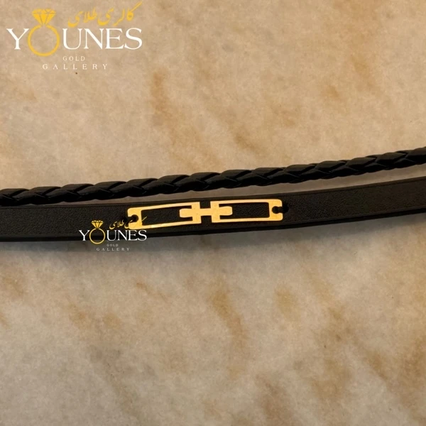 دستبند طلا چرم مردانه هرمس L135